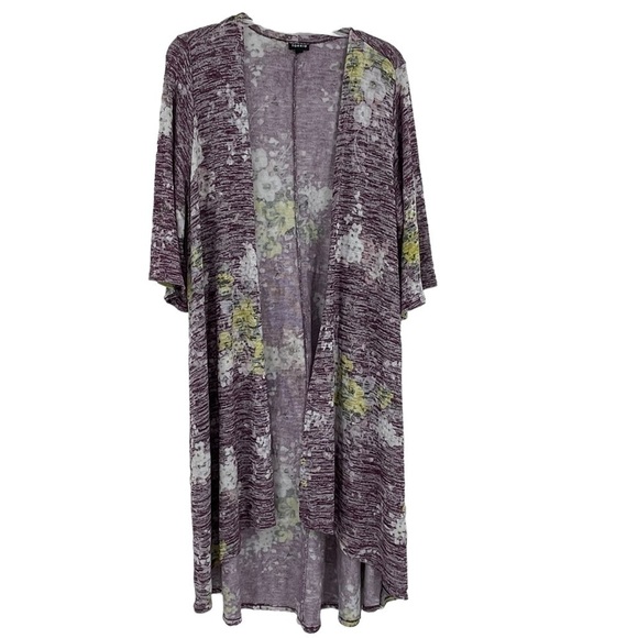 Torrid Hacci Floral HI-LO Kimono Cardigan Purple Size 2 2X Women’s plus duster - Picture 5 of 14